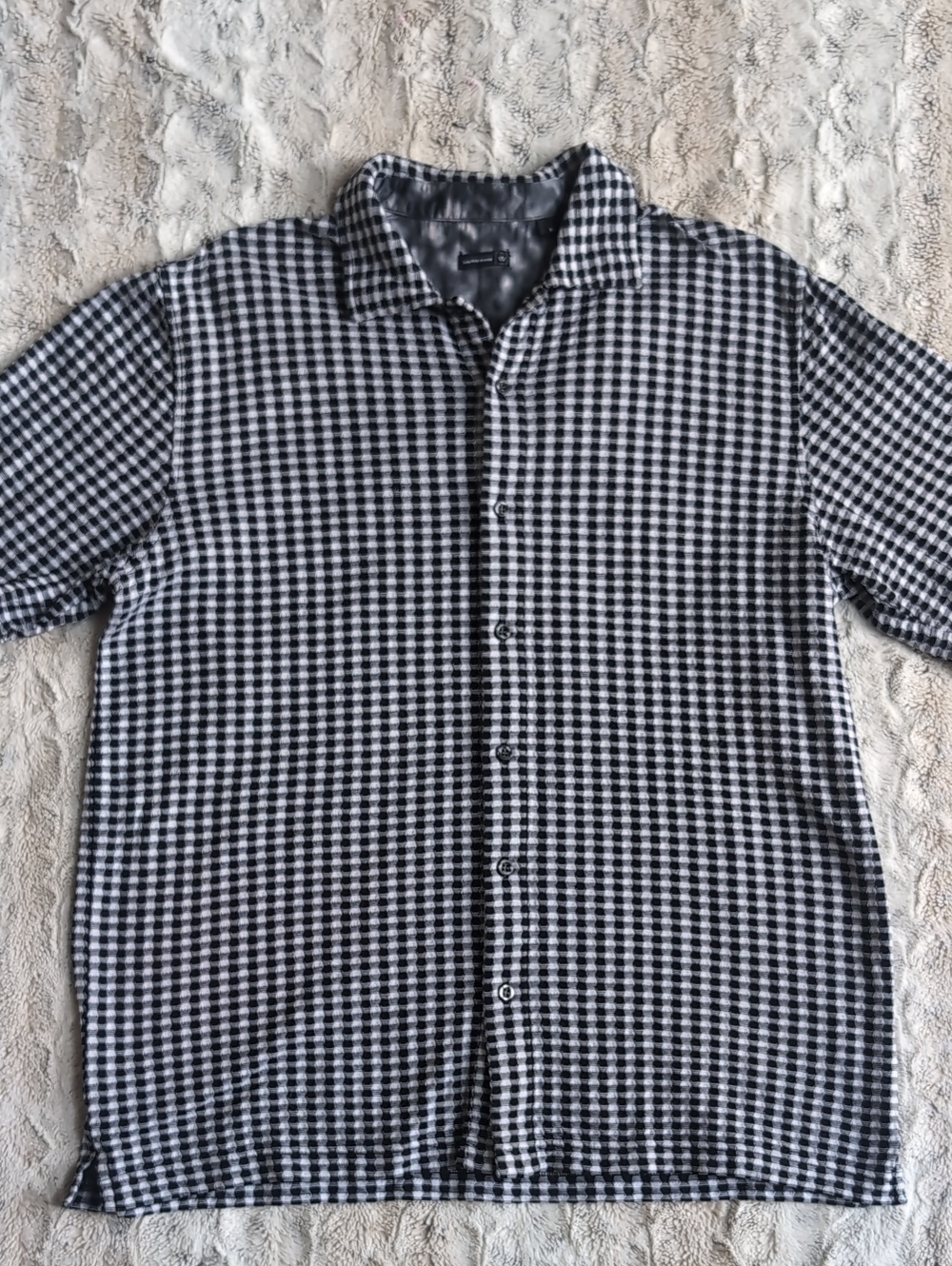 Saks Fifth Avenue Black & White Gingham Short-Sleeve Button-Down Shirt